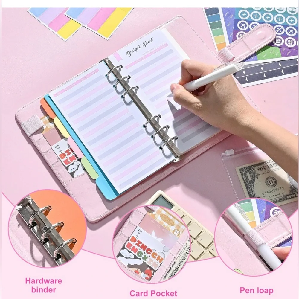 Budget Binder planner With Zipper Envelopes A6 Binder With Cash Envelopes